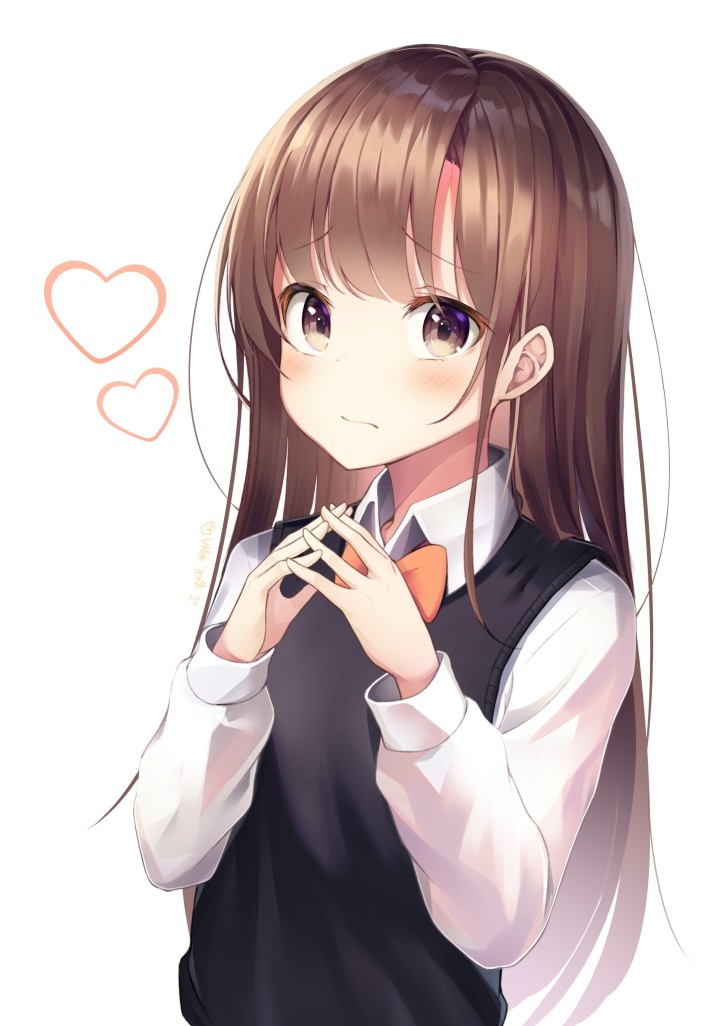 Wallpaper Hearts, Moe, Anime Girl, Cute, Long Hair, School Uniform ...