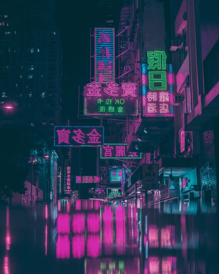 Wallpaper Night, Neon Lights, Urban, Shop Signs, Buildings, Hong Kong ...