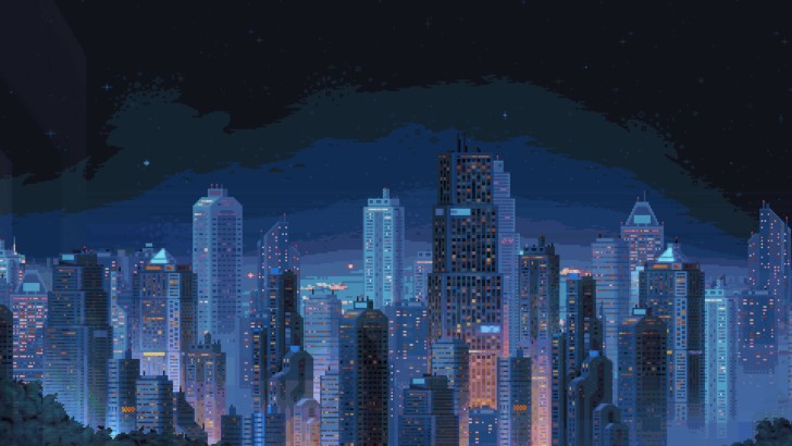 Wallpaper Pixel Art Cityscape, Retro, Skyscrapers - Resolution ...