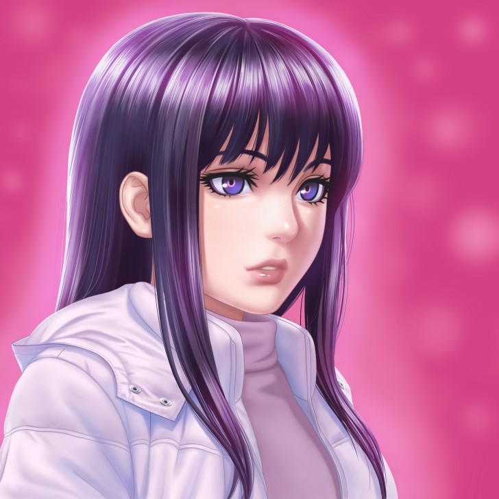 Wallpaper Purple Hair, Anime Girl, Semi Realistic - Resolution ...