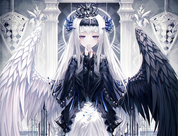 Wallpaper White Hair, Wings, Lolita Fashion, Angel And Devil, Gothic ...